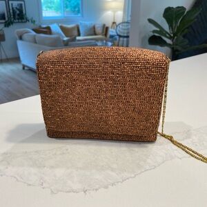 Anthropologie Copper Coloured Beaded Event Bag
